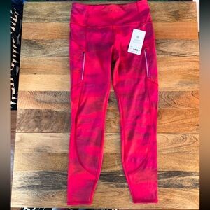 Pink tie dye Athleta leggings pockets NEw NWT Medium